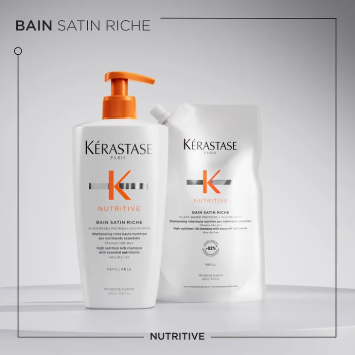 Kit Shampoo Para Cabelos Ressecados Bain Satin Riche Com Refil - Image 2