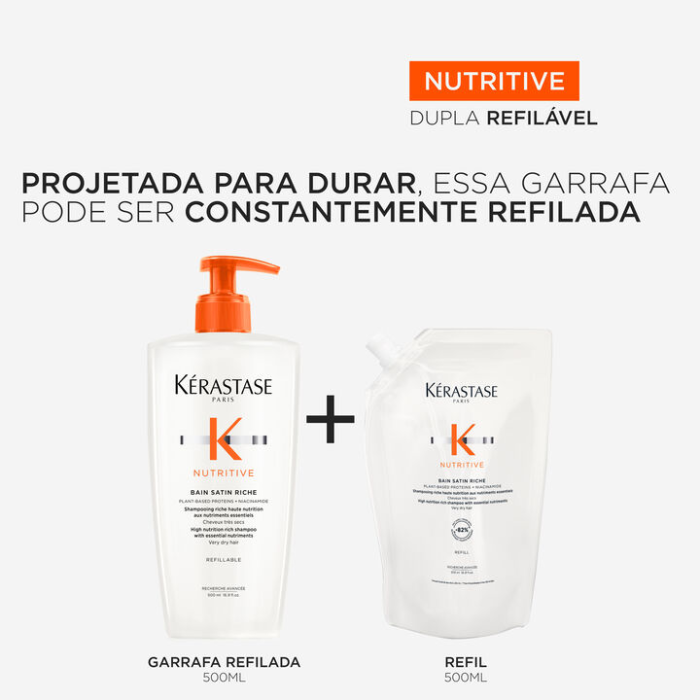 Kit Shampoo Para Cabelos Ressecados Bain Satin Riche Com Refil - Image 7