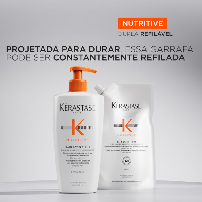 Kit Shampoo Para Cabelos Ressecados Bain Satin Riche Com Refil - Image 9